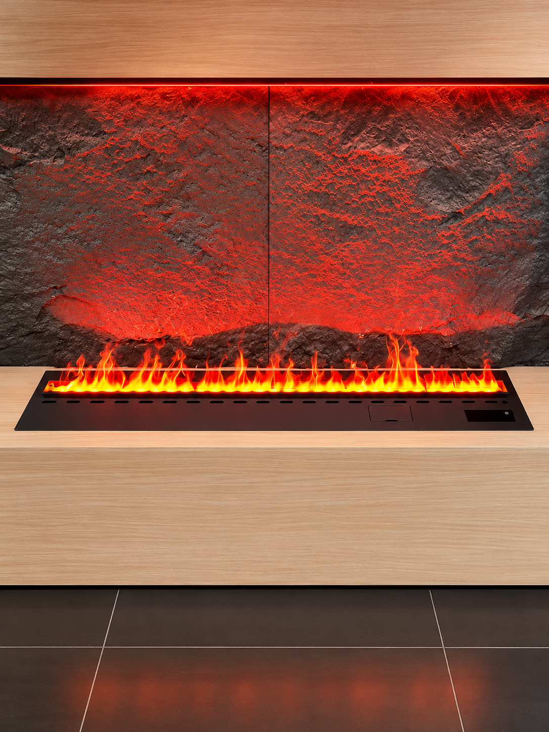 Chimenea lineal sobre piedra y madera CHIMENEA IMP WH-120B - Imagen 1