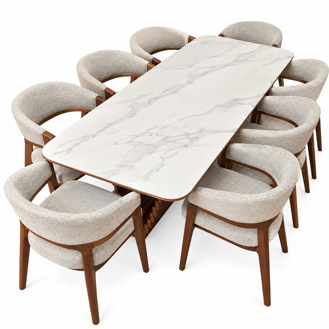 Mesa de comedor de mármol y ocho sillas COMEDOR MARMOLIZADO SKC - Imagen 1